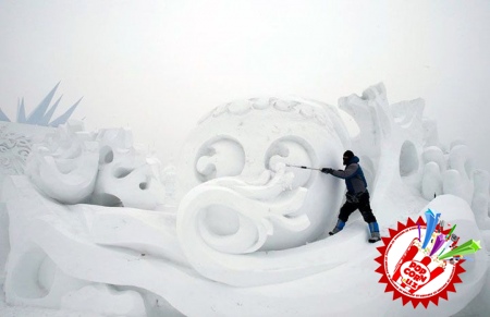 Қор ва муздан яратилган санъат асарлари кўзни қувнатади