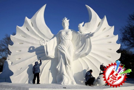 Қор ва муздан яратилган санъат асарлари кўзни қувнатади