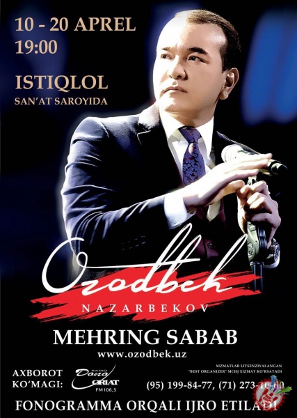 Озодбек Назарбековнинг концерт дастури кунлари маълум бўлди