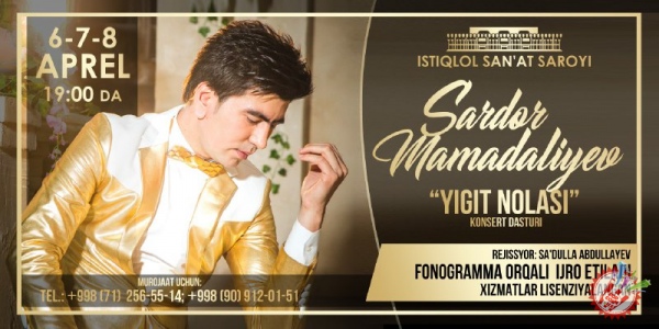 Sardor Mamadalievning konsert dasturi afishasi 2018