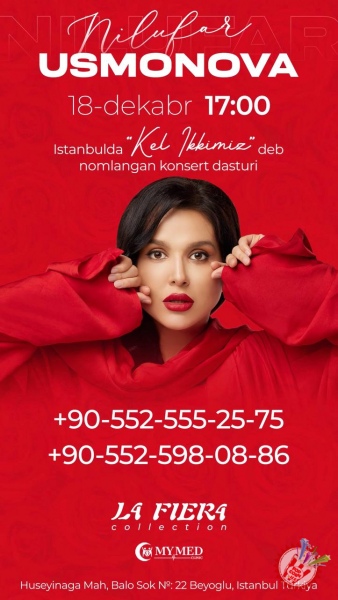 НИлуфар Усмонова Истанбулда концерт беради